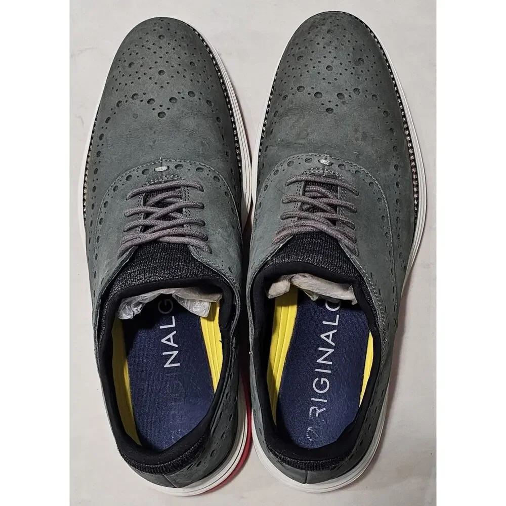 Cole Haan Shoes Mens Size 9.5 Gray Nubuck Original Grand Wingtip Lace Up Casual